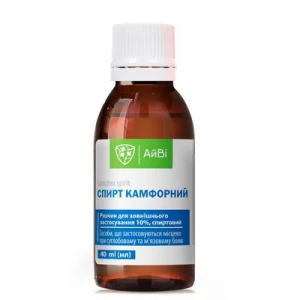 Камфорный спирт раствор для наружного применения 10% флакон полимерный 40мл АйВи- цены в Доброполье