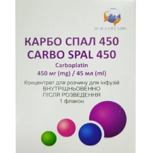 Аналоги та замінники препарату Карбо спал 450 концентрат для розчину для інфузій 10мг/мл флакон 45мл