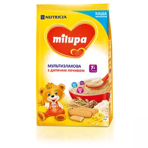 Каша молочная сухая быстрорастворимая мультизлаковая с детским печеньем Milupa для детей от 7-ми месяцев- цены в Першотравенске