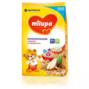 Каша молочная сухая быстрорастворимая мультизлаковая с сухариками и грушей Milupa для детей от 10-ти месяцев- цены в Шостке
