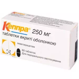КЕППРА таблетки, в/о, по 250мг №60 (10х6)- ціни у Кам'янське