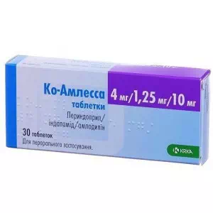 Аналоги та замінники препарату Ко-амлесса таблетки по 4 мг/1.25 мг/10 мг №30 (10х3)