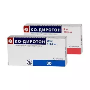 Инструкция к препарату КО-ДИРОТОН ТАБ.10МГ+12.5МГ #10