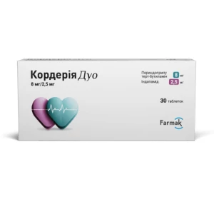 Кордерія Дуо таблетки 8мг/2.5мг №30 (10х3)- ціни у Івано - Франківську