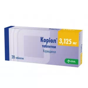 КОРІОЛ таблетки по 3,125мг №28 (7х4)- ціни у Соснівці