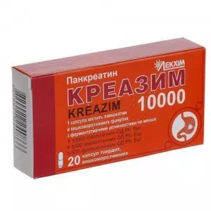 Инструкция к препарату креазим-10000 капс кишечнораств. №20