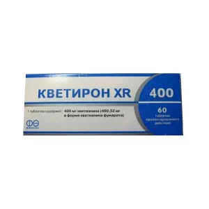 Кветирон XR 400 таблетки пролонгированного действия 400мг №60 (10х6)- цены в Новомосковске