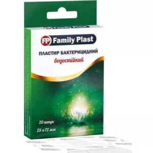 Лейкопластир Family plast бакт. 25х72мм не ткан.- ціни у Южноукраїнську