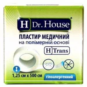 Лейкопластырь H Dr.House 1.25х500 нетк.осн.к уп- цены в Бровары