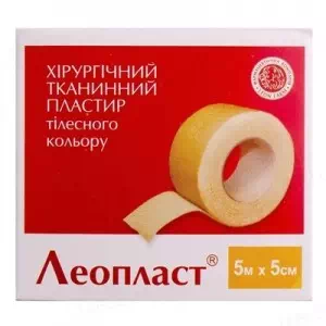 Пластир медичний Leoplast хірургічний на тканинній основі, тілесний 5 см х 5 м, 1 штука- ціни у Миколаїві