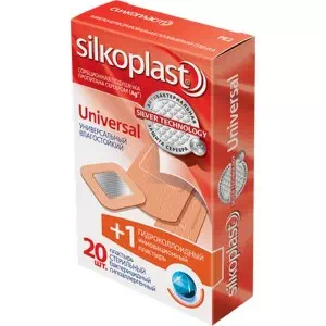 Инструкция к препарату Лейкопластырь Silkoplast+ Universal №20 стерильный бактерицидный гипоаллергенный универсальный влагостойкий