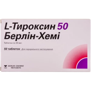 L-тироксин-50 Берлін-Хемі таблетки 50мкг №50- ціни у Соледарі