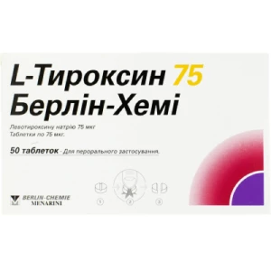 L-тироксин-75 Берлін-Хемі таблетки 75мкг №50- ціни у Шостці