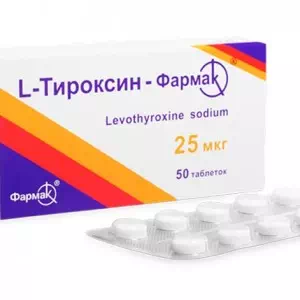 L-Тироксин таблетки 0,000025 Фармак №50- цены в Черкассах