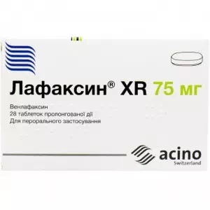 Лафаксин XR таблетки прол./д. по 75 мг №28 (14х2)- ціни у Умані