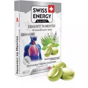 Леденцы для горла Swiss Energy 20 Alpine Herbs эвкалипт и ментол №12- цены в Рава-Русская