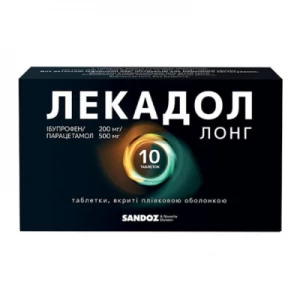 Лекадол лонг таблетки покриті плівковою оболонкою по 200 мг/500 мг №10- ціни у Тернополі
