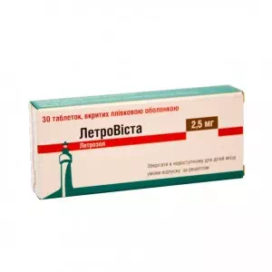 ЛЕТРОВІСТА таблетки, в/плів. обол. по 2.5 мг №30 (10х3)- ціни у Лубни