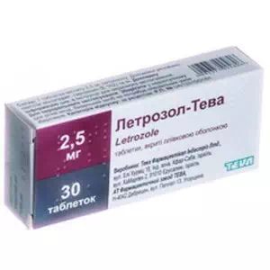 Летрозол-Тева таблетки, в/плів. обол. по 2.5 мг №30 (10х3)- ціни у Нововолинську