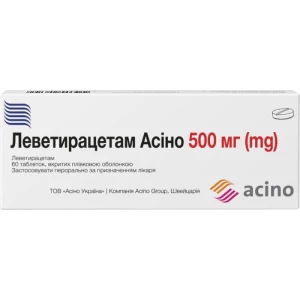 Леветирацетам Асино таблетки покрытые пленочной оболочкой 500мг №60 (10х6)- цены в Днепре