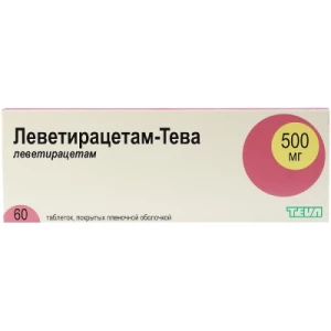 Леветирацетам-Тева таблетки покриті плівковою оболонкою 500мг №60- ціни у Вишневому