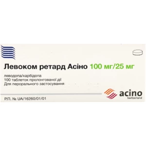 Левоком ретард Асіно таблетки пролонгованої дії 100 мг/25 мг №100- ціни у Олександрії
