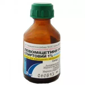 Інструкція до препарату Левоміцетину розчин спиртовий для зовнішнього застосування 1% флакон 25мл