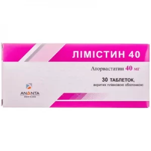 Лімістин 40 таблетки покриті плівковою оболонкою по 40мг 3 блістери по 10шт- ціни у Першотравенську