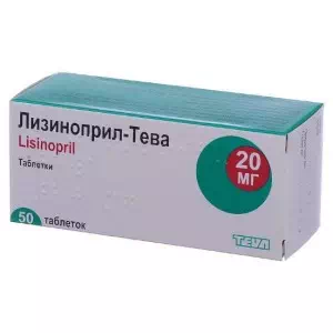 Инструкция к препарату Лизиноприл-Тева таблетки 20мг N50