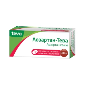 Лозартан-Тева таблетки вкриті плівковою оболонкою 100 мг №30 (10х3)- ціни у Дніпрі