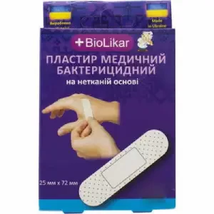 Пластир бактерицидний + BioLikar 25х72мм на нетканній основі №1- ціни у Кропивницький