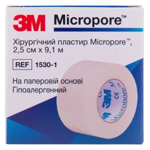 Лейкопластир хірургічний мікропор 2.5см х 9.1м диспенсер білий- ціни у Першотравенську