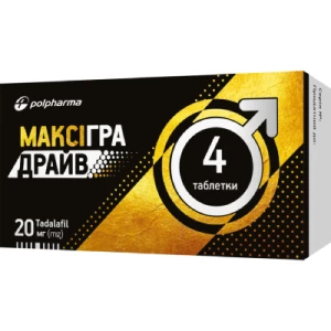 Максигра драйв таблетки покрыты пленочной оболочкой по 20 мг №4- цены в Львове