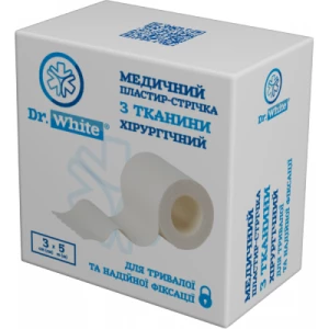 Медичний пластир-стрічка Dr.White з тканини хірургічний 3смх5м- ціни у Миколаїві