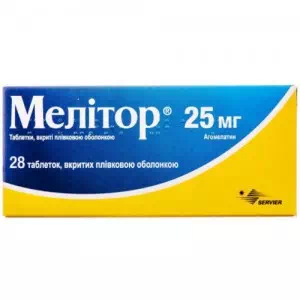 Мелитор таблетки покрытые пленочной оболочкой 25мг №28- цены в Тернополе