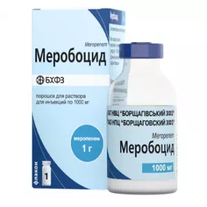 Інструкція до препарату Меробоцид пор. д/ін. 1000 мг фл. N1