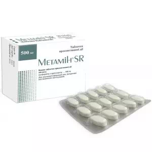 Метамин SR таблетки пролонгированные 500мг №90- цены в Житомир
