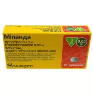 МІЛАНДА таблетки В/О 3МГ/0.03МГ №21- ціни у Червонограді