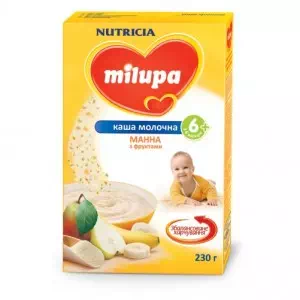 Мілупа каша молочна манна з фруктами 230г- ціни у Дніпрі