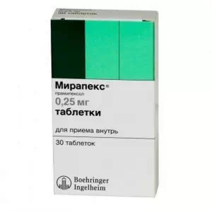 МІРАПЕКС таблетки 0.25МГ №30(10X3)- ціни у Дніпрі