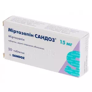 Миртазапин Сандоз таблетки 15мг №20- цены в Славянске