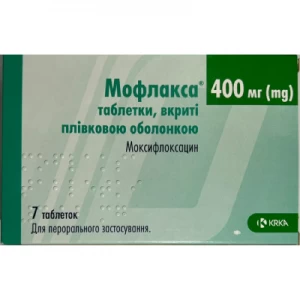 Мофлакса таблетки покрытые пленочной оболочкой 400 мг №7- цены в Миргороде