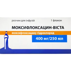 Моксифлоксацин-Віста розчин для інфузій 400мг/250мл флакон 250мл №1- ціни у Миргороді