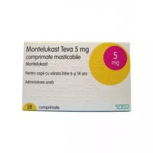 МОНТЕЛУКАСТ-ТЕВА таблетки жув. по 5 мг №28 (7х4)- ціни у Дніпрі
