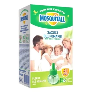 MOSQUITALL фумигатор+жидкость от комаров Защита для всей семьи 30мл(45 ночей)- цены в Сумах