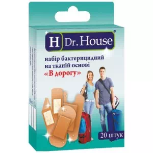Набор пластырей медицинских H Dr.House В дорогу бактерицидные тканевые №20- цены в Днепре