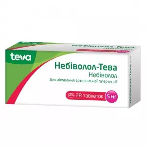 Небіволол-Тева таблетки по 5 мг №28- ціни у Новомосковську