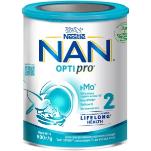 НЕСТЛЕ Nestle NAN 2 Optipro сухая молочная смесь олигосахарид 2FL от 6 месяцев 800г- цены в Конотопе
