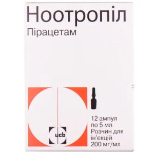 Інструкція до препарату Ноотропіл розчин для ін'єкцій 20% ампули по 5мл №12