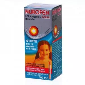 Інструкція до препарату Нурофєн для дітей форте суспензія ор. зі смак. полун. 200 мг/5 мл по 100 мл у флак.